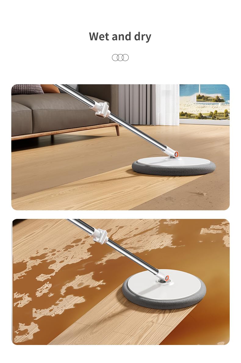 MR. MOPP Spin Mop and Bucket Set with Microfiber Mop Head and Wringer, mops for Floor Cleaning, with Clean and Dirty Water Separation System Dust Mop for Hardwood Floors