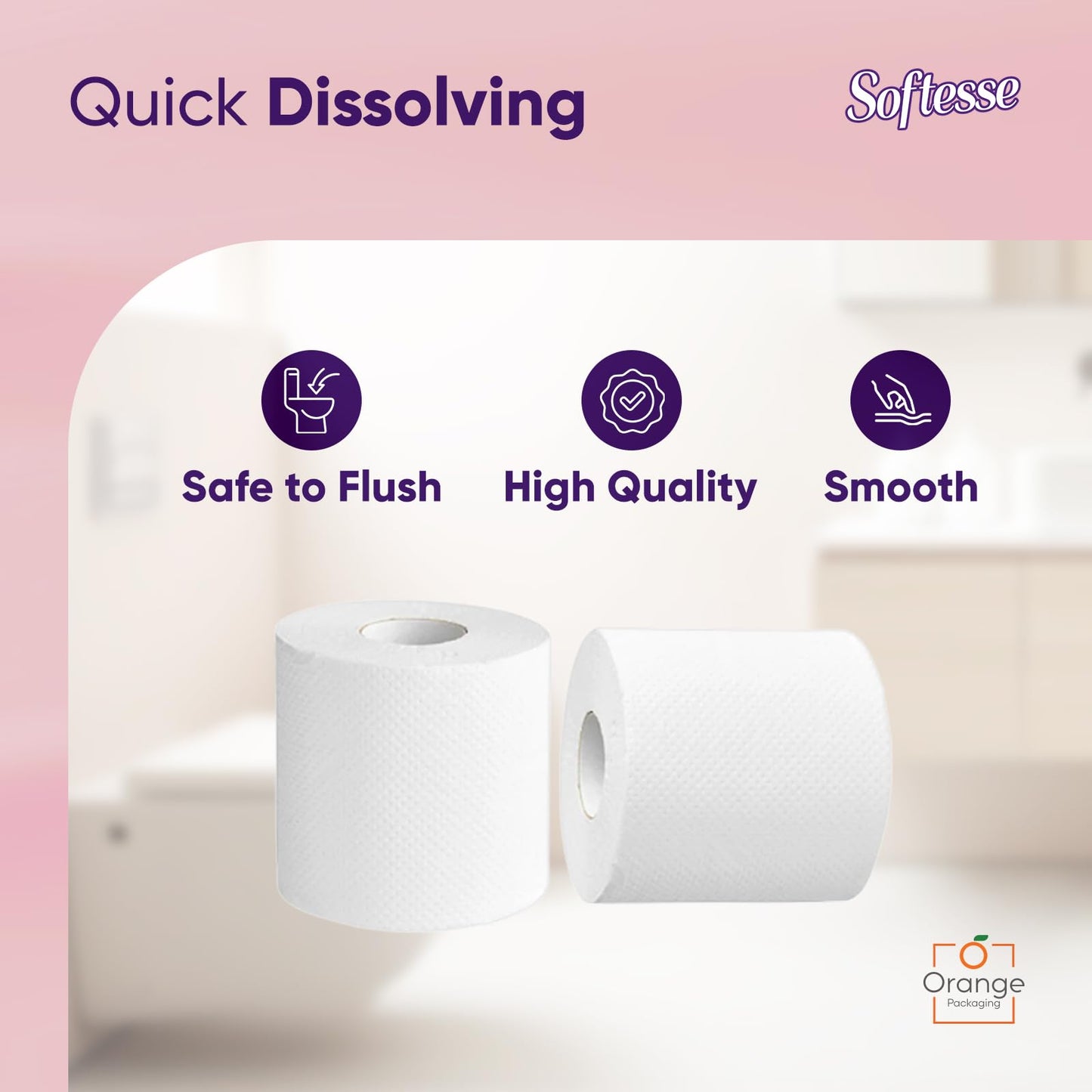 Softesse Toilet Paper 60 Rolls, 3 Ply Toilet Rolls Bulk Buy, Luxuriously Soft, Gentle and Hypoallergenic Sustainable Toilet Rolls - Quilted Toilet Roll for Your Family - Dermatologically Tested (60)