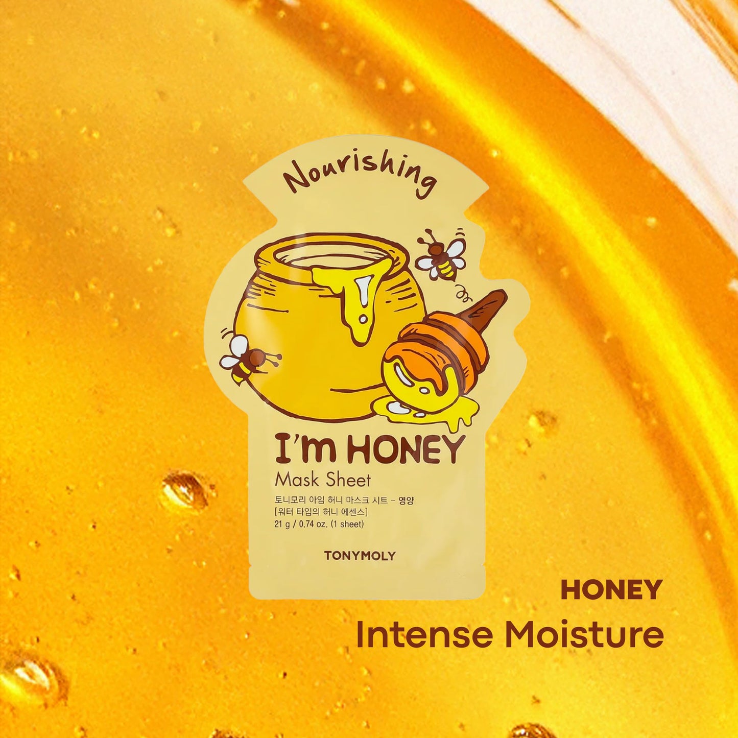 TONYMOLY I'm Real Honey Sheet Mask, Korean Skin Care Face Mask, Hydrating & Moisturizing Skincare, Vitamin Infused Facial, Soothes Skin