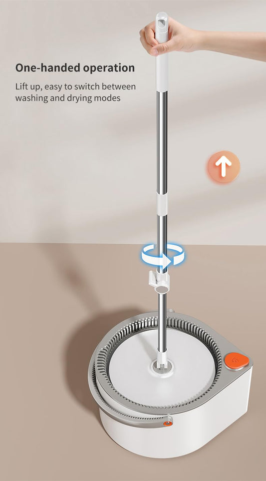 MR. MOPP Spin Mop and Bucket Set with Microfiber Mop Head and Wringer, mops for Floor Cleaning, with Clean and Dirty Water Separation System Dust Mop for Hardwood Floors
