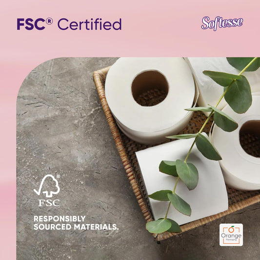 Softesse Toilet Paper 60 Rolls, 3 Ply Toilet Rolls Bulk Buy, Luxuriously Soft, Gentle and Hypoallergenic Sustainable Toilet Rolls - Quilted Toilet Roll for Your Family - Dermatologically Tested (60)